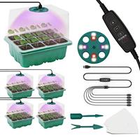 MQFORU Seed Trays with Grow Light, 2 Pack 80 Cells Growing Trays Propagator Growing Thicken Seedling Starter Adjustable Brightness & Humidity,2 Meters Timing Controller for Greenhouse Grow Plant Seed
