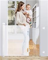 Trongle Retractable Stair Gate, 0-140 CM Extendable Barrier Gate for Babies and Pets, 85 CM Tall Stair Gates for Dogs, Silent One-handed Operation, Hallways, Stairs, Indoor and Outdoor, Grey