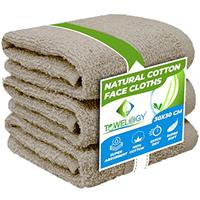 Towelogy Premium Flannel Face Cloth 3-Pack 100% Egyptian Cotton Ring Spun Super Soft Washcloth 30x30cm for Cleansing Makeup Remover Spa & Gym Face Towels (Charcoal Grey, 3)