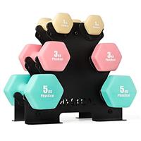 PhysKcal Dumbbells Set of 6 with Storage Stand, Hand Weights Set for Body Toning, Cardio, Strength Training at Home