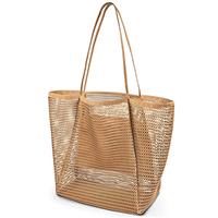 Beach Bag for Women Holiday Essentials Large Mesh Tote Bags with Zip Pocket, Summer Casual Personalised Shoulder Bag,Reusable Foldable Shopping Bag,Ladies Bag for Picnic Pool Gym Travel Grocery