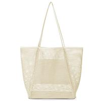 Beach Bag for Women Holiday Essentials Large Mesh Tote Bags with Zip Pocket, Summer Casual Personalised Shoulder Bag,Reusable Foldable Shopping Bag,Ladies Bag for Picnic Pool Gym Travel Grocery