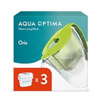 Aqua Optima Liscia Water Filter Jug & 3 x 30 Day Evolve+ Filter Cartridges, 2.5 Litre Capacity, for Reduction of Microplastics, Chlorine