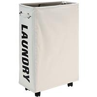 DOKEHOM Large Laundry Basket with Handle on Wheels, Collapsible Fabric Laundry Hamper, Foldable Clothes Organizer, Folding Washing Bin