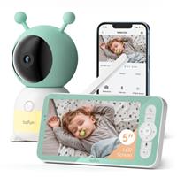 2K Wifi Video Baby Monitor, App & 5'' Screen Control, Night Light, Motion&Cry Detection, PTZ, Auto Tracking, 3000mAh Battery, Humidity & Temperature Sensor, BOIFUN Smart Baby Monitor with Night Vision