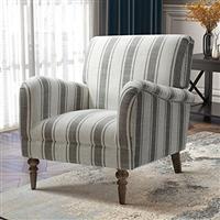 FABRICATION HAUS Living Room Armchair Modern Accent Occasional Chair Upholstered Vanity Chair with Wooden Legs & Stripe Pattern for Lounge, Bedroom, Reading