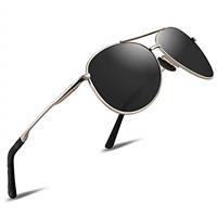 wearPro Polarised Sunglasses - Unisex Pilot Sunglasses UV400 Protection Polarized Sun Glasses Black Classic Vintage Style Ultralight Shades For Driving