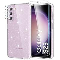 YIRSUR Glitter Clear Case for Samsung Galaxy A56 Case with 2 Pack Screen Protector with 2 Pack Camera Lens Protector, Sparkle Bling Slim Soft TPU Bumper Anti-Scratch Clear Shockproof for Galaxy A56