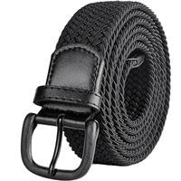 Bluecton Mens Plus Size Belt Golf Braided Stretch Black Big&