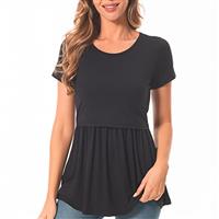 Bearsland Women's Nursing Tops Short Sleeve Scoop Neck Breastfeeding Shirt Maternity Clothes