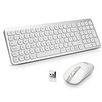 LeadsaiL Wireless Keyboard and Mouse Set, Wireless USB Mouse and Compact Computer Keyboards Combo, QWERTY UK Layout for HP/Lenovo Laptop and Mac-Pink