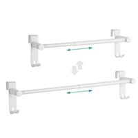 EMKE Extendable Towel Holder, 2 Pack Towel Rail for Over Radiator, Anti Slip Scratch Protecting Stripe Stainless Steel Over Door Towel Rack with Hooks, Extends From 40 to 63cm