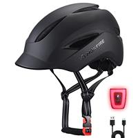 MOKFIRE Adult Bike Helmet with USB Charge Rear Safety Light & Reflective Strap for Unisex Men/Women, E Bike Bicycle Helmets with Visor, Urban Commuter Cycle Biking Helmet, Adjustable Size