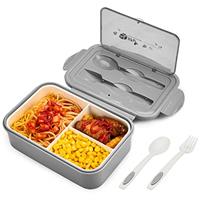 BIBURY Bento Box, 1400ml Leakproof Lunch Box for Adults and Kids, Food Container with 3 Compartments and Cutlery, Dishwasher/FDA Approved/BPA Free Meal Prep Containers