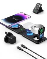 INIU Wireless Charger, 3 in 1 Wireless Charging Station Magsafe Charger, Qi Certificate Multi Charger Stand Travel Friendly for iPhone 16/15/14/13/12 Pro Max Apple Watch Ultra AirPods 4 3 Pro etc.