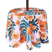 Eternal Beauty Rectangle Indoor & Outdoor Waterproof Tablecloth with Umbrella Hole and Zipper for Patio Garden Party and BBQ