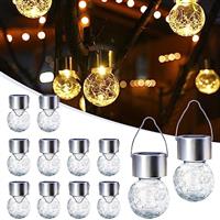 GIGALUMI 8 Pack Solar Outdoor Lights - Hanging Lights for Christmas Decoration - Cracked Glass, Waterproof for Garden, Yard, Fence, Tree (Warm White)
