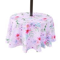 Eternal Beauty Rectangle Indoor & Outdoor Waterproof Tablecloth with Umbrella Hole and Zipper for Patio Garden Party and BBQ