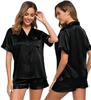 SWOMOG Pyjamas for Women Silk Satin Pyjama Bride Pjs Set Two Piece Pj Sets Button Down Sleepwear Loungewear