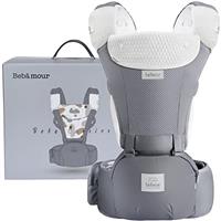 Baby Carrier, Bebamour Hip Seat Baby Carriers from Newborn with Horizontal Carry Way, Front and Back Baby Carrier Hipseat with Head Hood, Sucking Pads