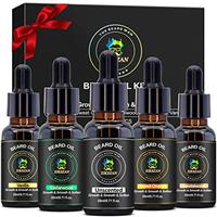 XIKEZAN Beard Oil 5 Pack w/Unscented,Cedarwood,Sandalwood,Vanilla,Orange,Christmas Stocking Stuffers Fathers Valentines Day Gifts Him Dad friend Husband,Beard Growth,Soften,Moisturizing,Strength