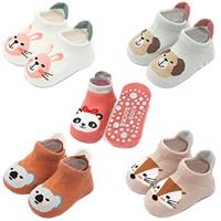 Exemaba Baby Non Slip Grips Ankle Socks 5 Pairs Toddler Cartoon Anti Skid Socks for Boys Girls