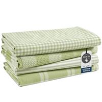 LANE LINEN Kitchen Towels Set - Dish Towels, 18x 28, Large Cotton Kitchen Hand Towels, Flat & Terry Towel, Highly Absorbent Tea Towels Set with Hanging Loop, Premium Dish Towels for Kitchen