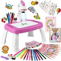 Dinosaur Drawing Projector Table with 72 Patterns Smart Sketcher Projector Drawing Board Kids Art Tables with Pens,Pencils,Crayons,Scrapbook,Sticker Book,Unicorn Stickers,Stamps 12.6*9.5*14.5 inches