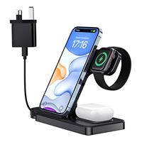 Wireless Charger, PUGO TOP 3 in 1 15W Fast Charging Station Compatible with iPhone 14,13,12,11/XS Max/XR, iWatch Ultra/8/7/6/SE/5/4/3/2, AirPods 3/2/pro, Sumsung Galaxy and Qi-Certified Phones