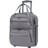 KROSER Carry On Underseat Multi-functional, 16-inch Underseater Lightweight Overnight Suitcase for Women, Blue, 12 x 7 x 16 inches
