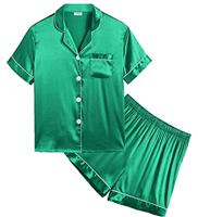 SWOMOG Kids Silk Pyjamas Girls Boys Short Sleeve Satin PJs Sets Button-Down Silky Nightwear Children Sleepwear Teens Age 4-16
