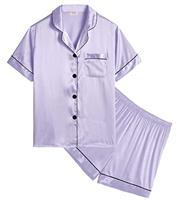 SWOMOG Kids Silk Pyjamas Girls Boys Short Sleeve Satin PJs Sets Button-Down Silky Nightwear Children Sleepwear Teens Age 4-16