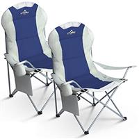 Voyager Folding Camping Chairs 2 Pack with Cooler Bag, Lightweight Q195 Steel Frame, 600D Oxford Fabric, Portable & Comfortable - Black