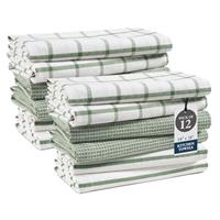 LANE LINEN Kitchen Towels Set - Dish Towels, 18x 28, Large Cotton Kitchen Hand Towels, Flat & Terry Towel, Highly Absorbent Tea Towels Set with Hanging Loop, Premium Dish Towels for Kitchen