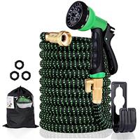 Garden Hose, Expandable Hose with 8 Spray Pattern Nozzle, 1/2'' & 3/4'' Solid Brass Connectors, Lightweight Durable 3800D Expanding Pipe 3 Layer Latex, Easy Storage