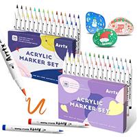 Arrtx Acrylic Markers for Rock Painting, Extra Brush Tip, Water Based Paint Pens for Stone, Glass, Easter Egg, Wood and Fabric Painting