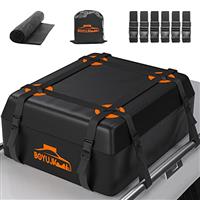 BOYUJK Waterproof Car Roof Bag - No Rack Needed, With Anti-Slip Mat and 6 Heavy-Duty Straps, Folding Soft Box for Cars With/Without Rack