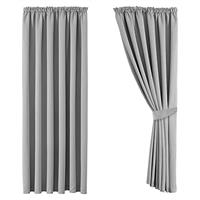 Aspire Homeware Pair of Thermal Blackout Tape Top Curtains, Interwoven Lined Sunlight Blocking Pencil Pleat Curtains + 2 Tie Backs