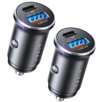 LISEN 2Pack Car Phone Charger USB C Car Charger 54W+54W [USBC 36W+USBA 18W] PD3.0 12V USB Socket Fast Charge [Metal] Cigarette Lighter USB Car Charger Adapter for iPhone 16 Pro Max Samsung iPad Pro