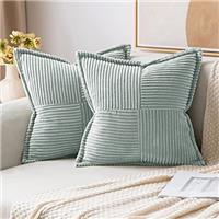 MIULEE Corduroy Cushion Covers Pack of 2 Decorative Modern Patchwork Throw Pillow Covers Soft Pillowcase Cushions for Home Spring decor Sofa Couch with Invisible Zipper 18x18 Inch