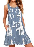 AUSELILY Summer Dresses for Women UK Casual Sleeveless Pleated Ladies Dress with Pocket