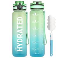 Sahara Sailor Leakproof Water Bottle 1L/500ML/750ML, Tritan BPA Free Motivational Sport Drinks Bottle with Clear Time Marker, Lock Cover, Easy Clean Brush, Durable for Gym, School, Cycling (1 Bottle)