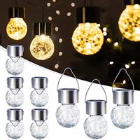 GIGALUMI 8 Pack Solar Outdoor Lights - Hanging Lights for Christmas Decoration - Cracked Glass, Waterproof for Garden, Yard, Fence, Tree (Warm White)