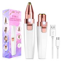 Facial Hair Remover for Women, Eyebrow Trimmer & Face Hair Remover 2 in 1 Face Shavers for Women, Rechargable Electric Women Hair Remover for Eyebrows, Peach Fuzz, Lips, Arms