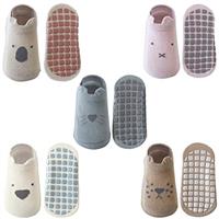 Exemaba Baby Non Slip Grips Ankle Socks 5 Pairs Toddler Cartoon Anti Skid Socks for Boys Girls