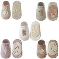 Exemaba Baby Non Slip Grips Ankle Socks 5 Pairs Toddler Cartoon Anti Skid Socks for Boys Girls