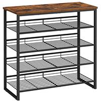 HOOBRO Shoe Rack, 5-Tier Shoe Organizer, Shoe Storage Shelves for 16-20 Pairs, Adjustable Metal Shelf, 75 x 29 x 75.2 cm, Industrial Shoe Stand for Entryway, Rustic Brown and Black EBF08XJ01