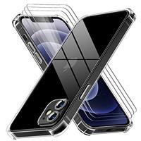 Giolus 4-in-1 Case with 3 Pack Screen Protector, Crystal Clear Shockproof Phone Case with Built-in Camera Lens Protector, Soft TPU Bumper Anti-Scratch Silicone Cover
