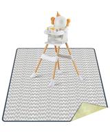 MOXTOYU High Chair Splash Mat, Waterproof Mat Non Slip No Layering Design, Washable Baby Splash Mat Mess Mat for Painting, Craft, Playmat and Table Cloth, Wave