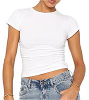 LACOZY Women's Short Sleeve Crop Top Solid Color Slim Fit T-Shirt Y2K Streetwear Black S, M, L, XL